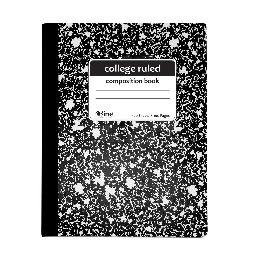 Note Pads, Writing Pads & Notebooks; Product Type: Composition Notebook ; Paper Color: White ; Style of Rule: College ; Cover Color: Black Marble ; Binding Location: Side ; Overall Length (Decimal Inch): 9.75